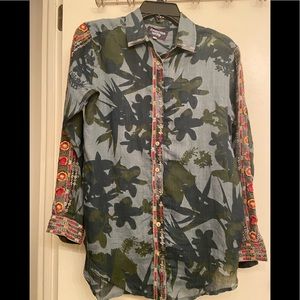 Johnny Was  embroider button down shirt